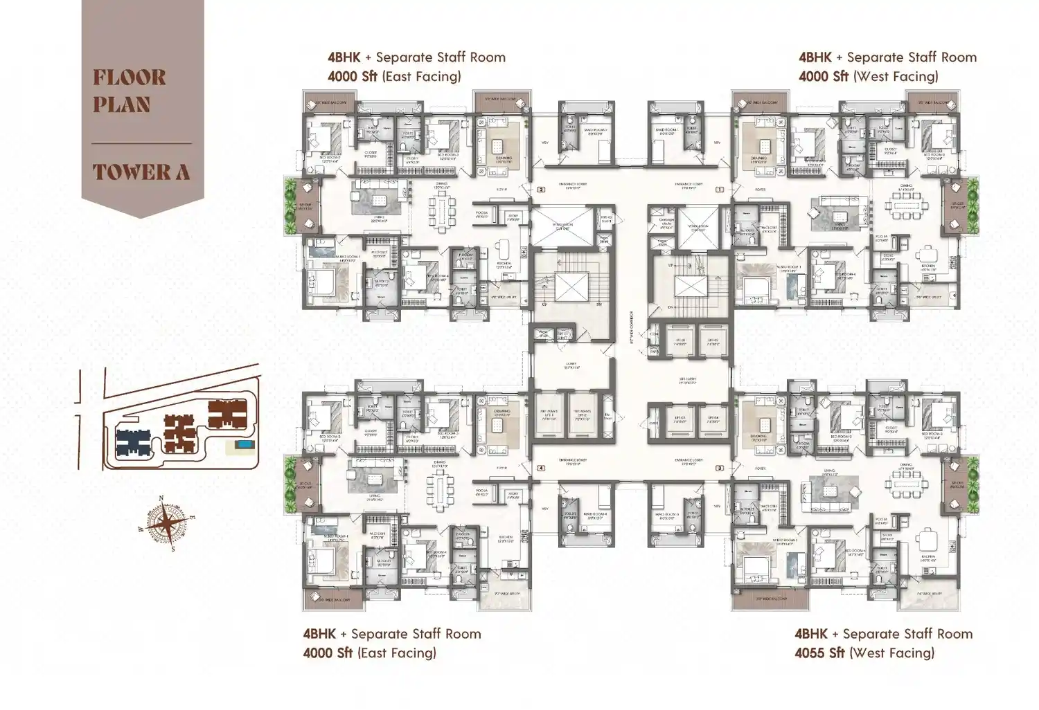 4 BHK floor plan Platinum Stellar