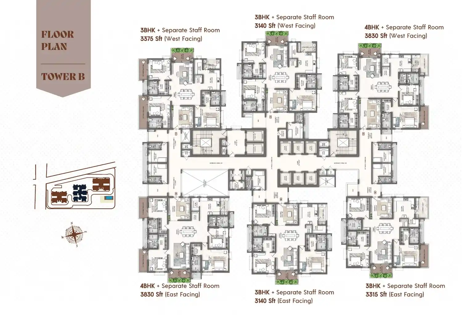 3 BHK floor plan Platinum Stellar